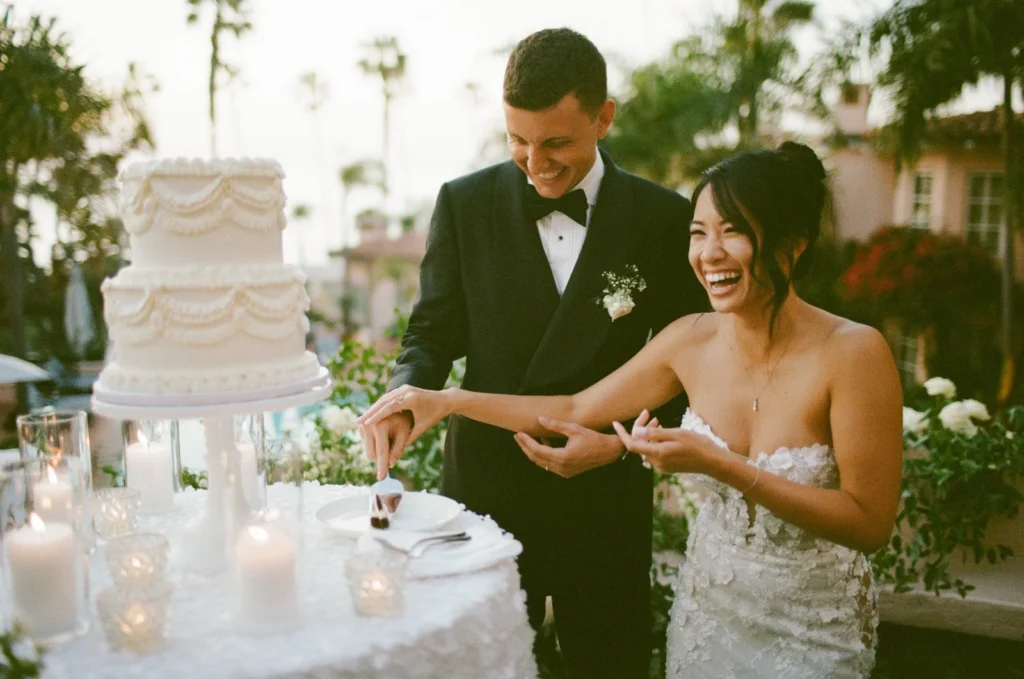 Bride with natural glam destination wedding hair and makeup in Southern California outdoor wedding setting